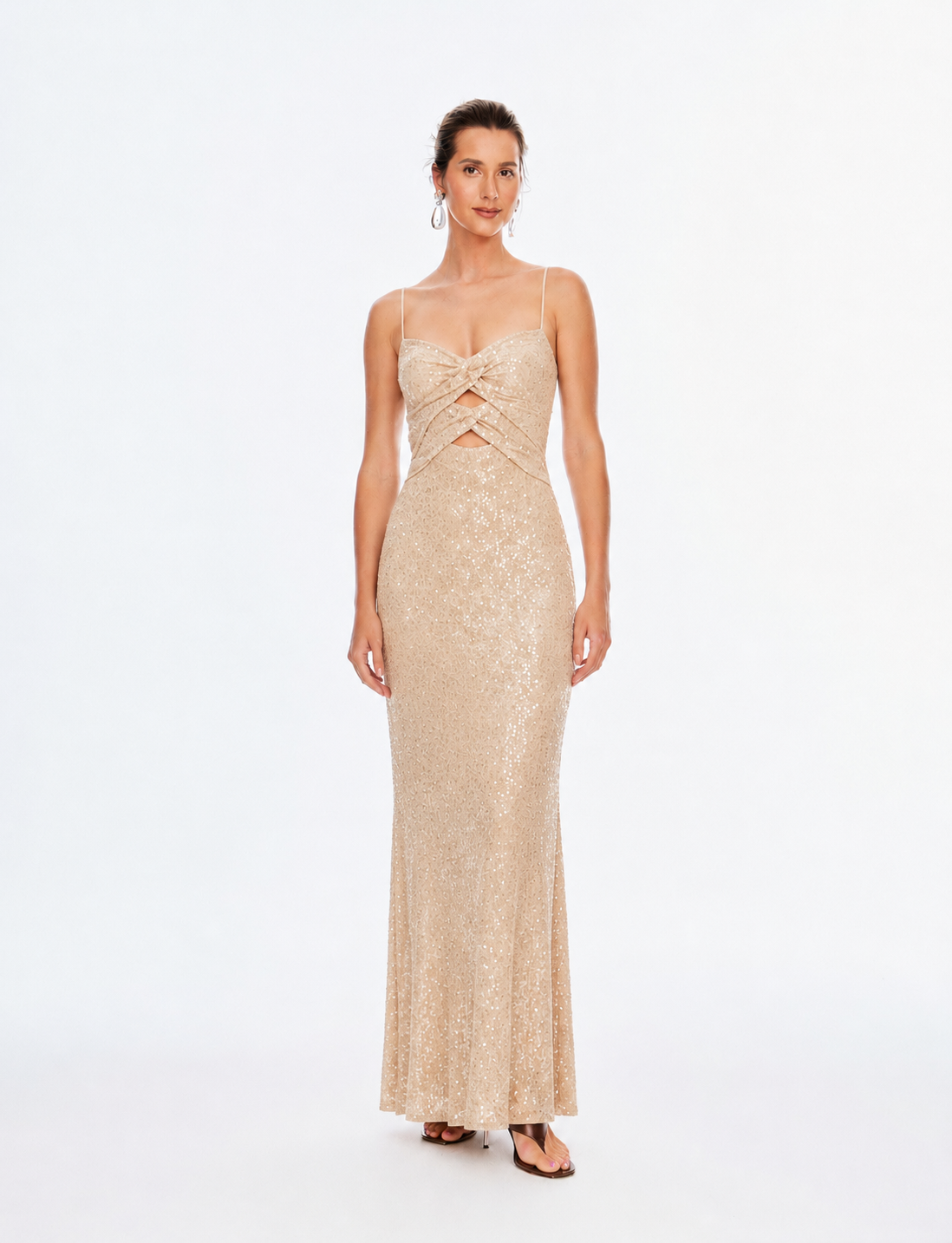 Sequins Open Bust Long Dress