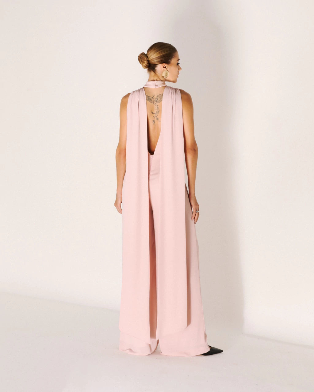 Pleated Front Crepe WideLeg Jumpsuit