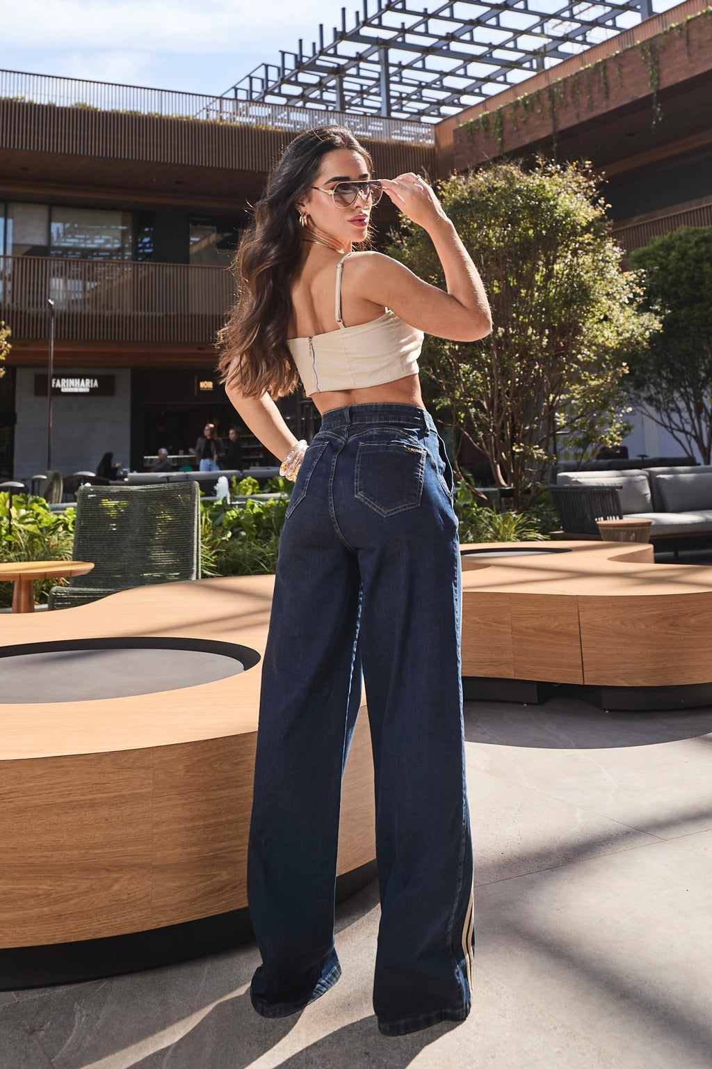 Wide Leg Pants with Side Stripes