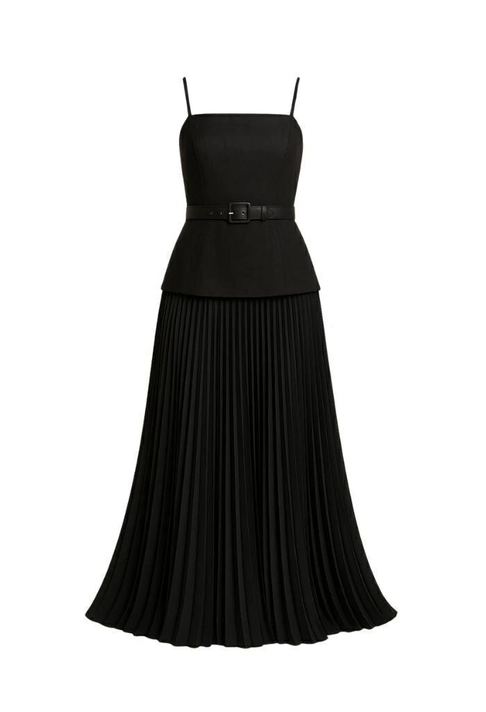 Rami Long Dress Pleated W/Belt