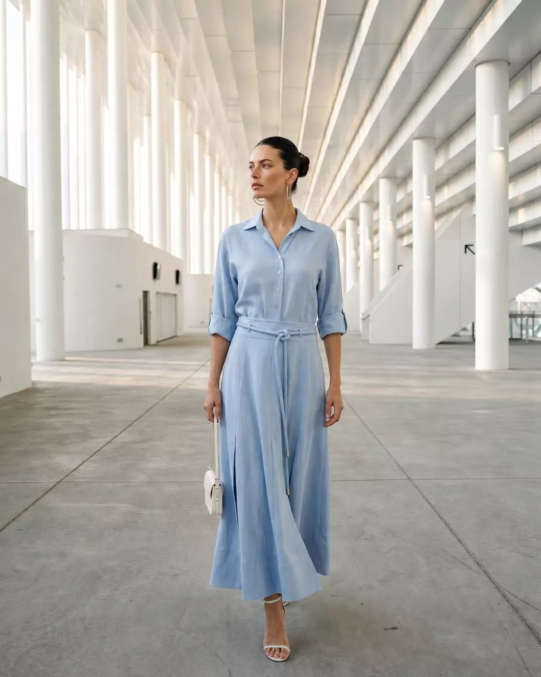 Marcelina Linen Midi Skirt