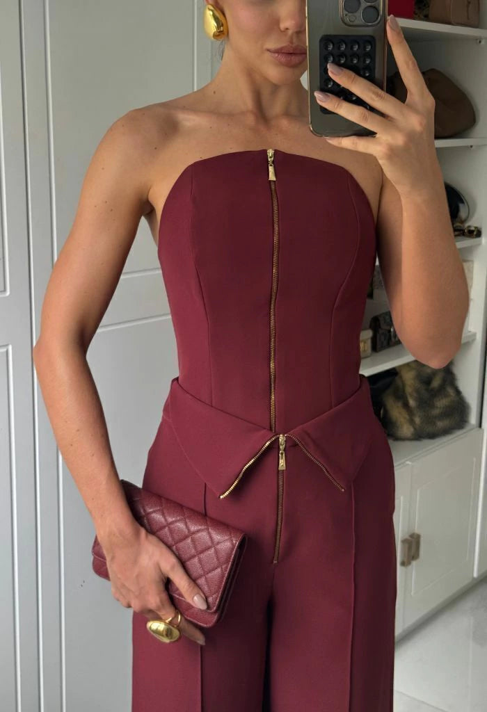 Strapless Structured Pants Set