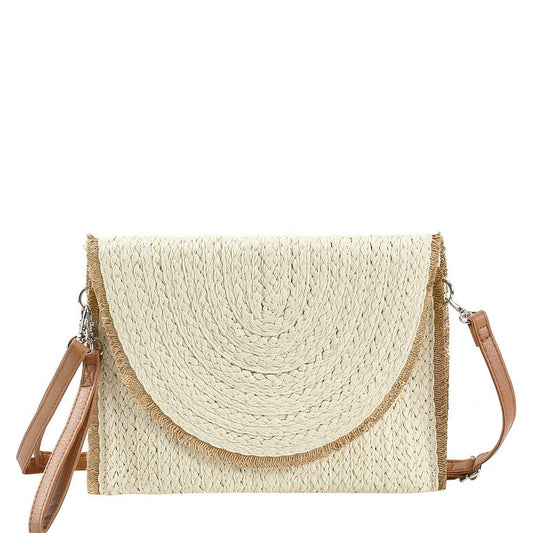 Frayed Trim Two Tone Clutch