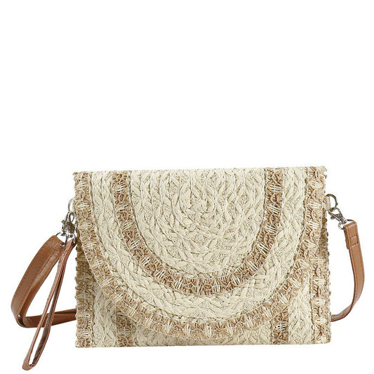 STITCH DETAIL STRAW CLUTCH