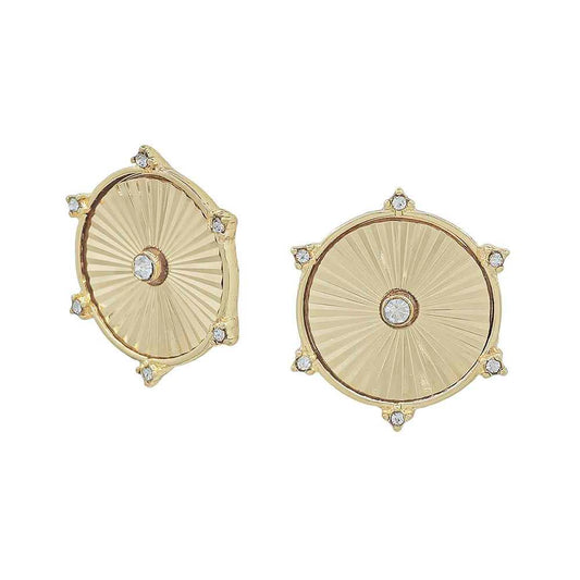 Metal Coin W/Crystal Earring