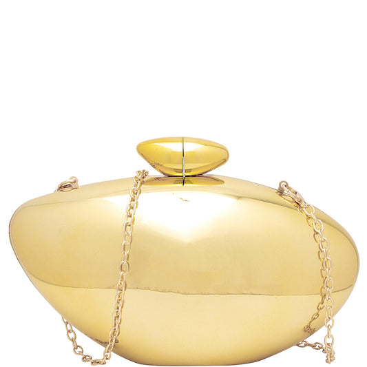 Metallic Oval Shaped Evening Clutch