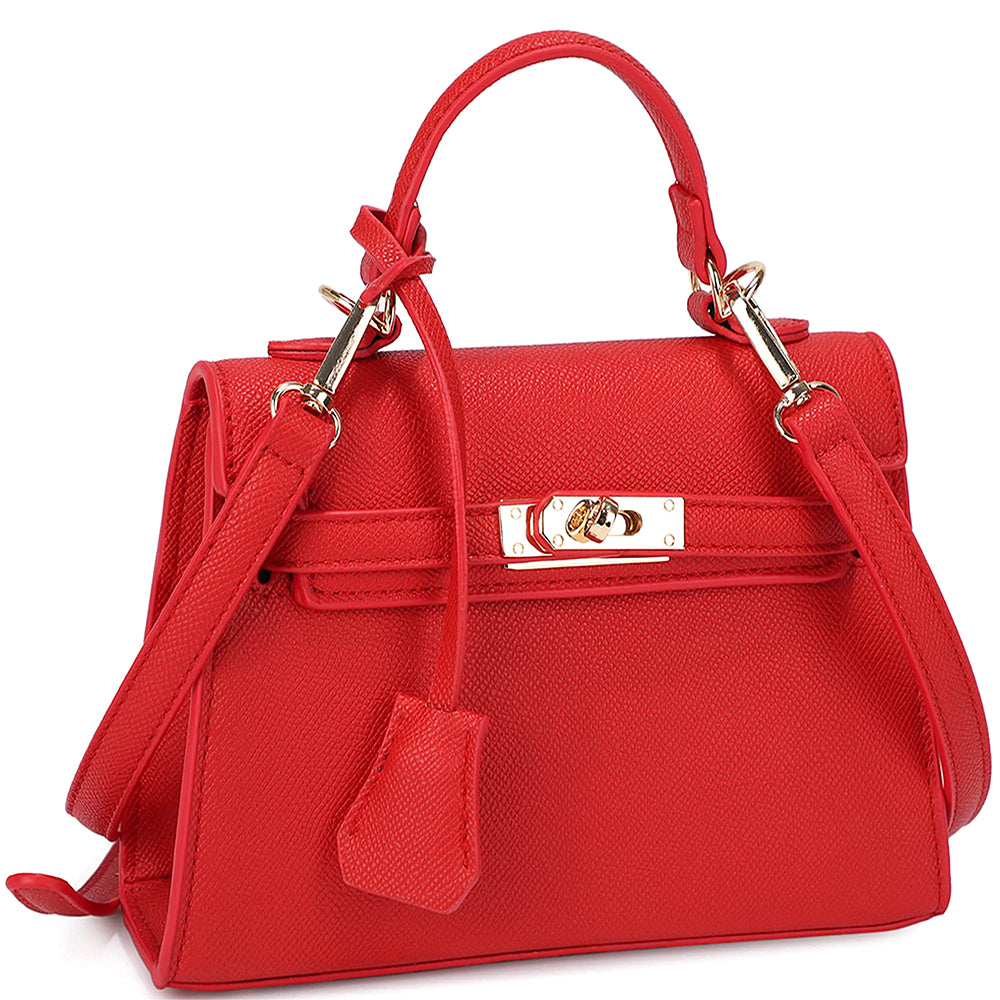 Textured Handle Satchel Bag