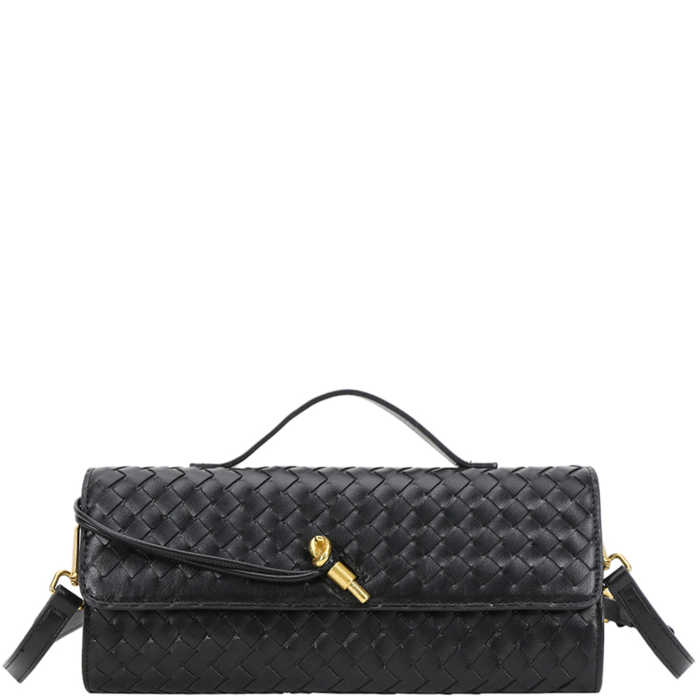 Woven Handle Clutch Evening Bag W Strap