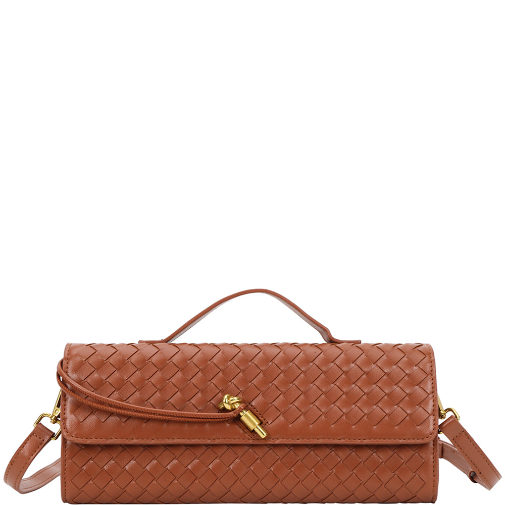 Woven Handle Clutch Evening Bag W Strap