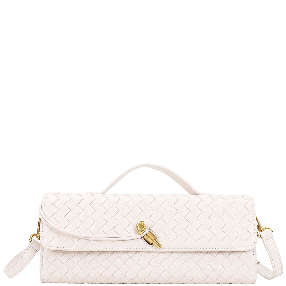 Woven Handle Clutch Evening Bag W Strap