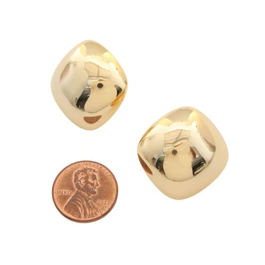 Brass Puffy Square Earring