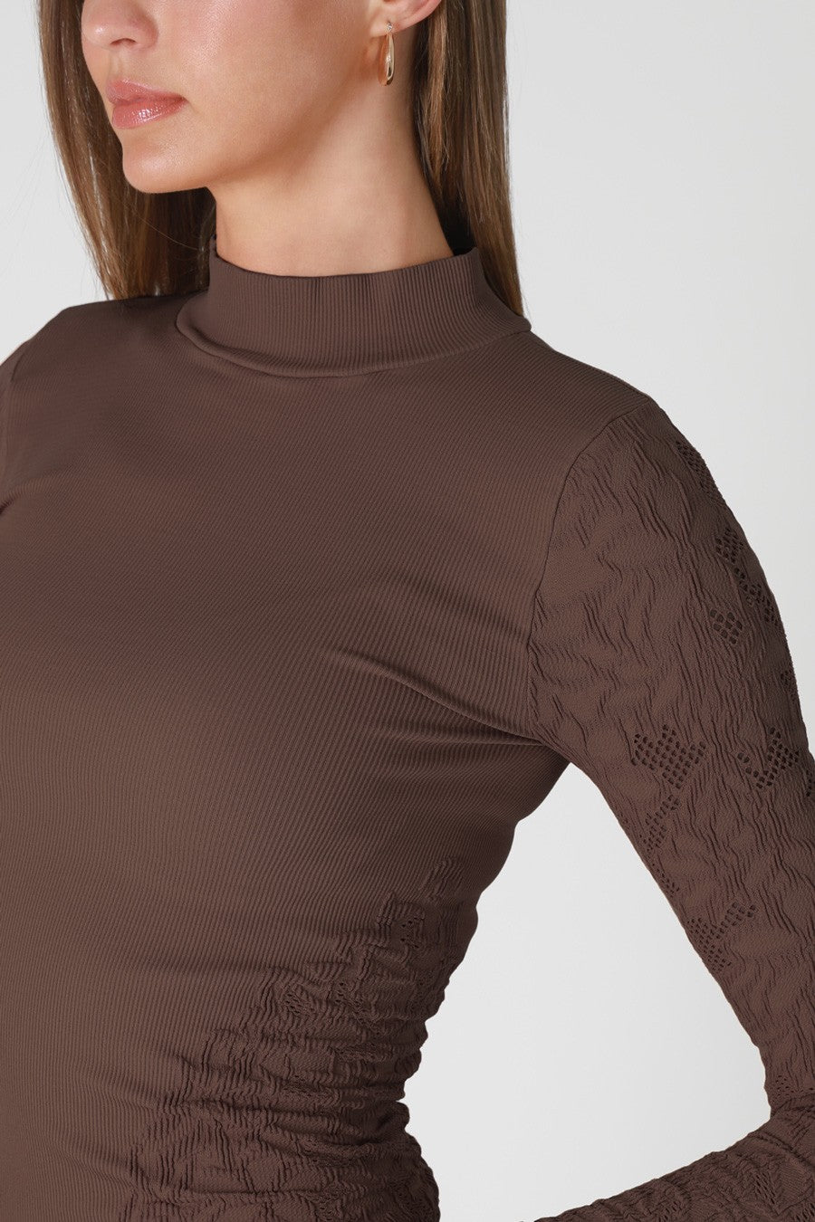 Mock Neck Pointelle Top