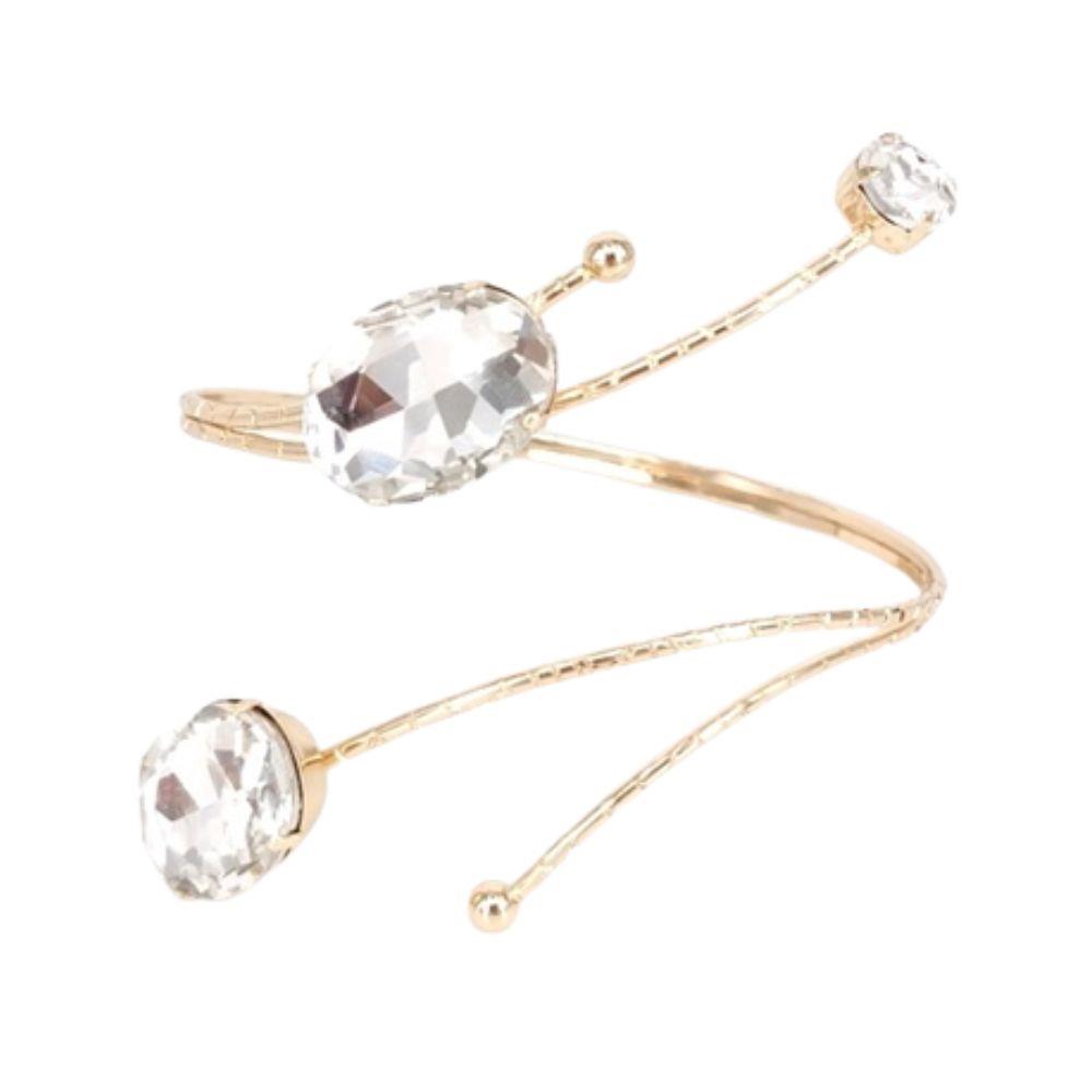 Oval Crystal Metal Cuff Bracelet