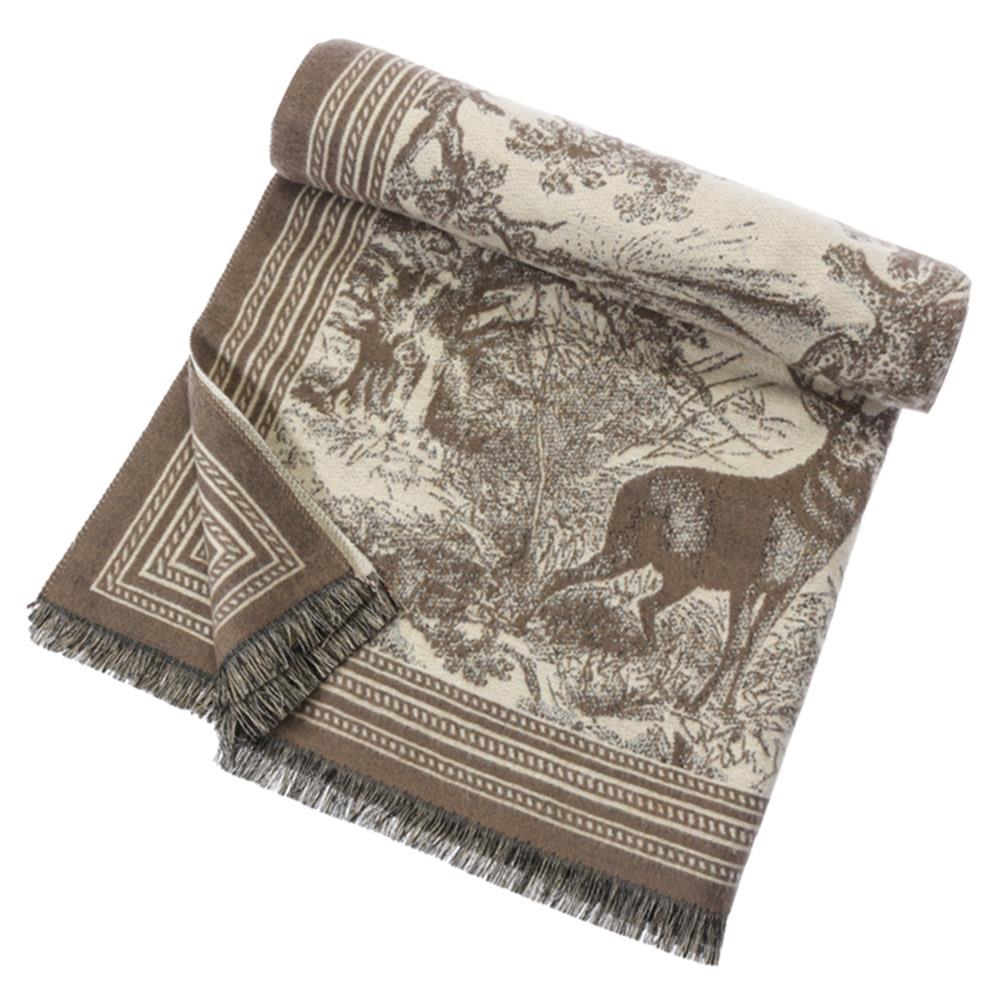 Forest Deer Fringe Scarf