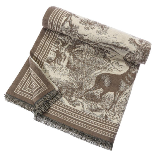 Forest Deer Fringe Scarf