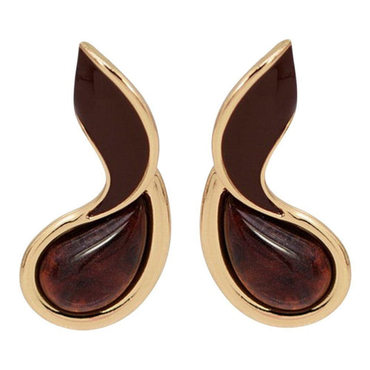 Metal Enamel Color Teardrop Stud Earring