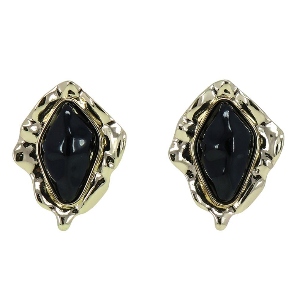 Color Stone Metal Post Earring