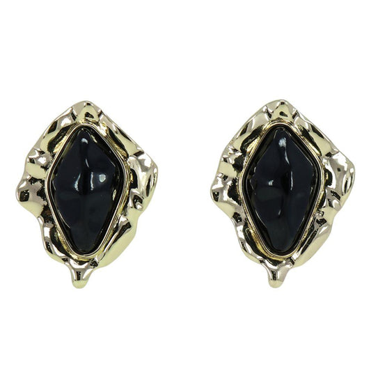 Color Stone Metal Post Earring