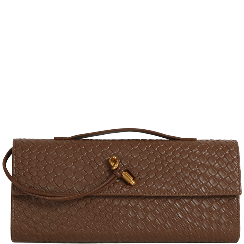 Woven Handle Clutch Evening Bag W Strap