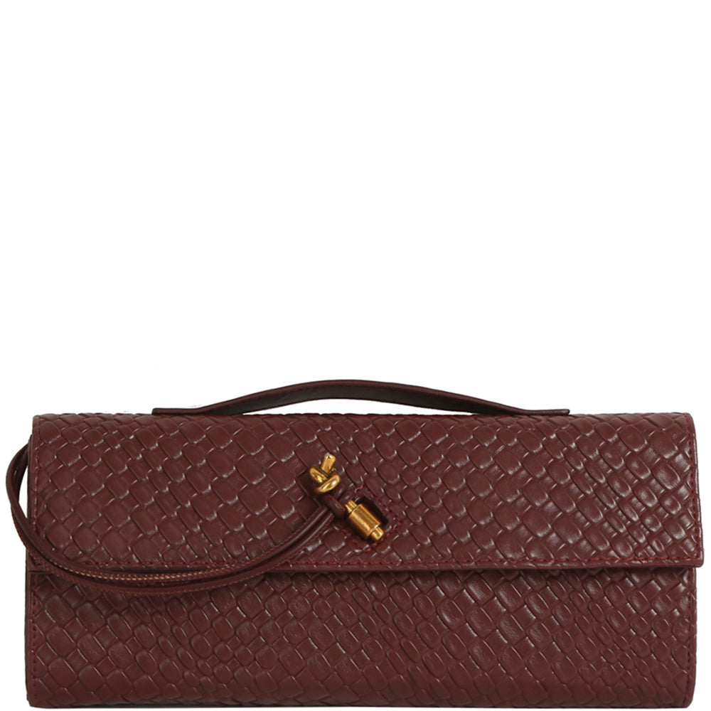 Woven Handle Clutch Evening Bag W Strap