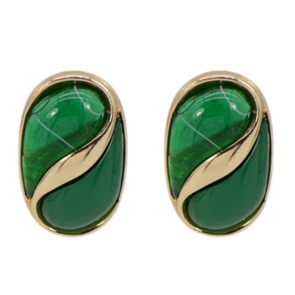Two Tone Stone Oval Earring