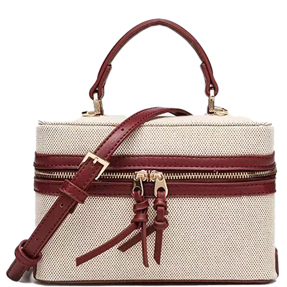 Modern Zipper Handle Satchel Bag