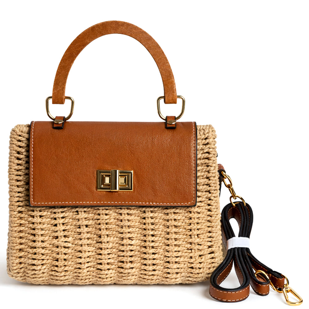 Twist Lock Handle Satchel Bag