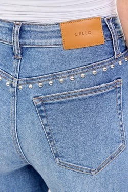 High Rise Studded Wide Leg Jeans