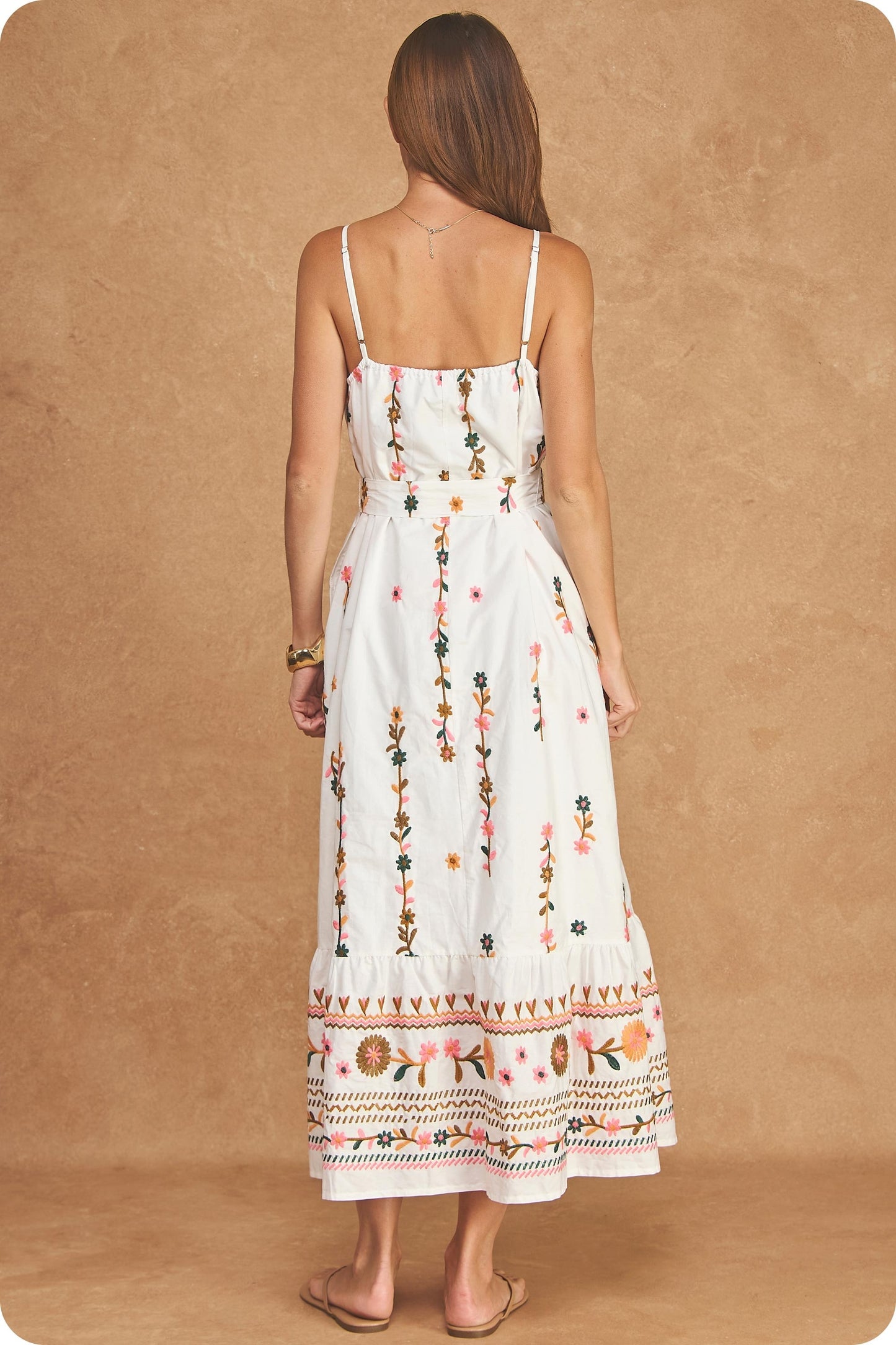 Floral Embroidered Detail Midi Dress