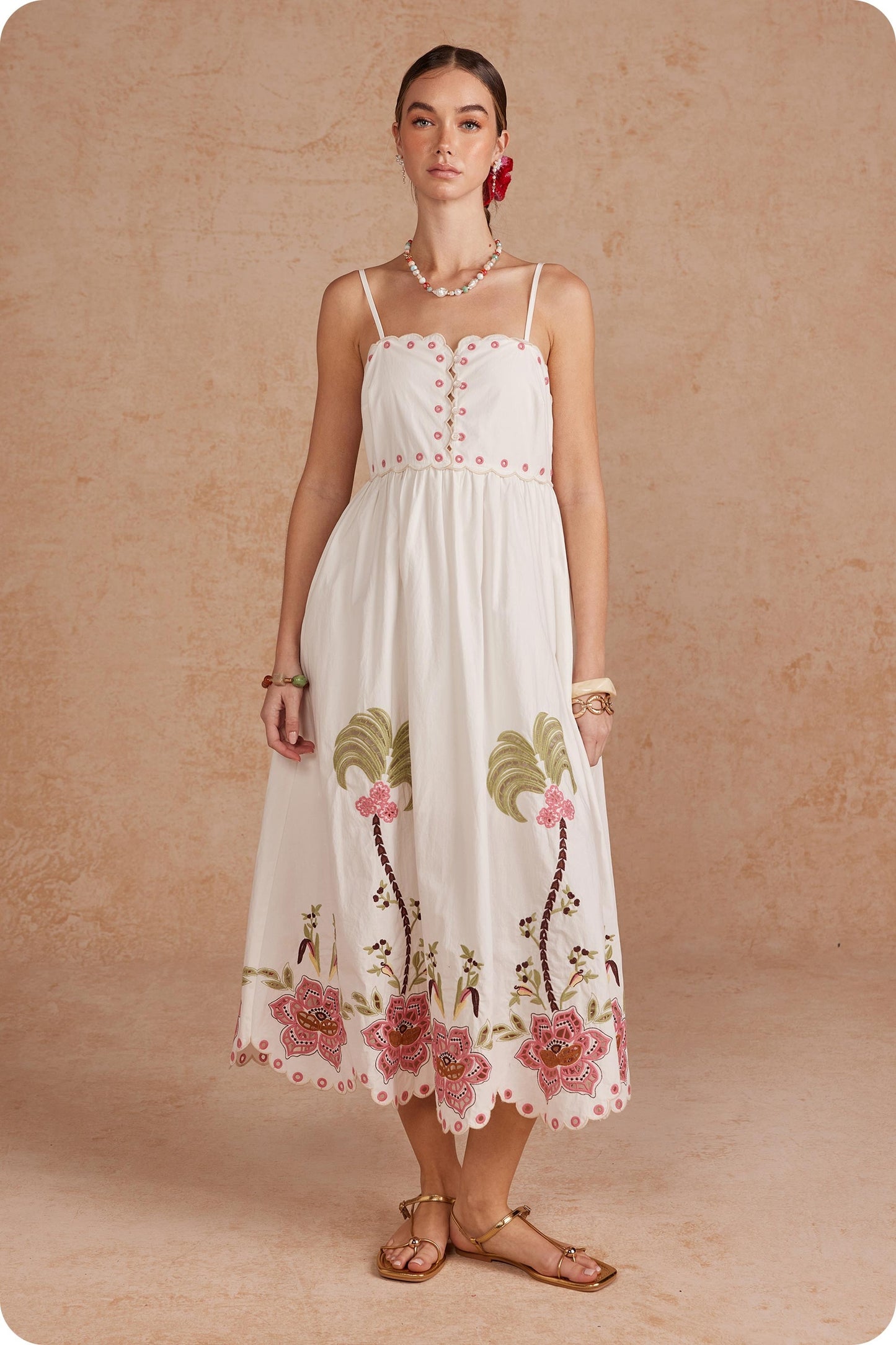 Palm Bloom Midi Dress
