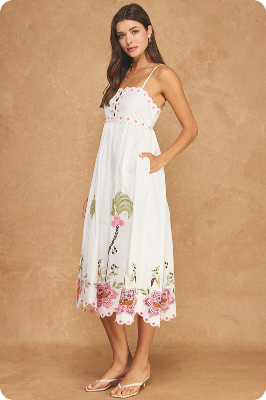 Palm Bloom Midi Dress