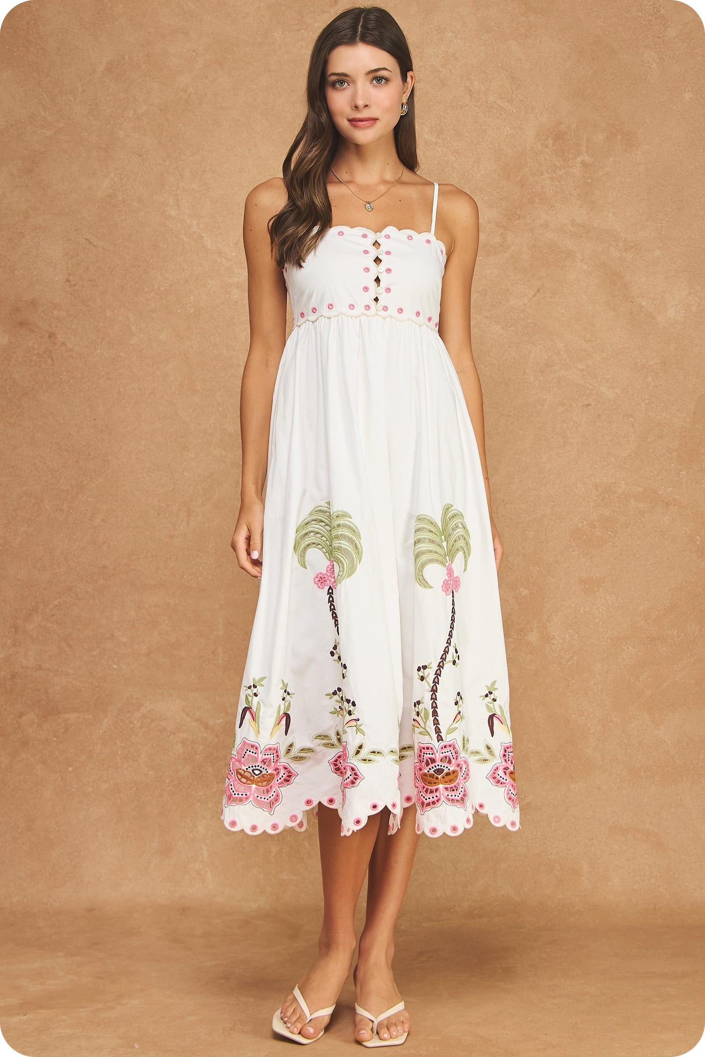 Palm Bloom Midi Dress