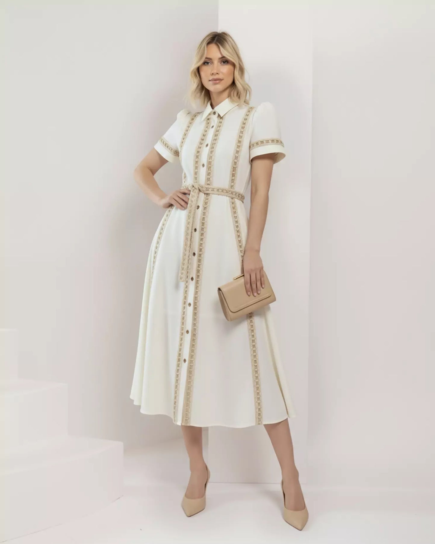 Lace and Macramé Midi Dress