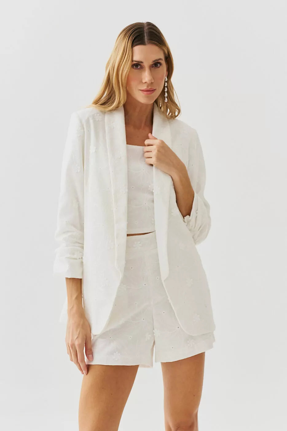 Embroidered Linen Tri Set