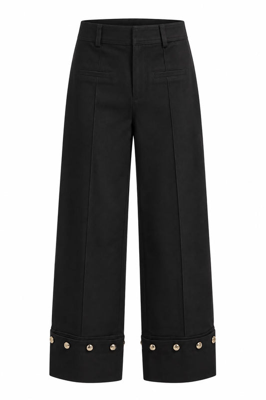Wide-Leg Pants with Button Details