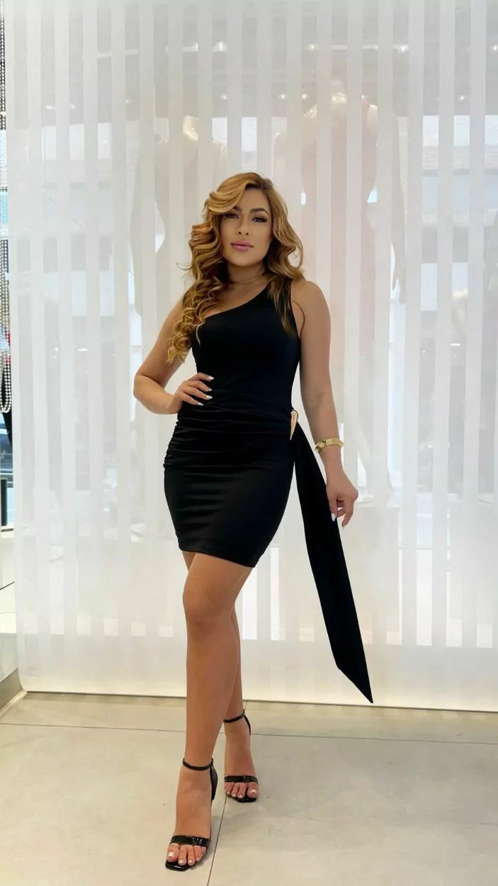 Camille One-Shoulder Draped Dress