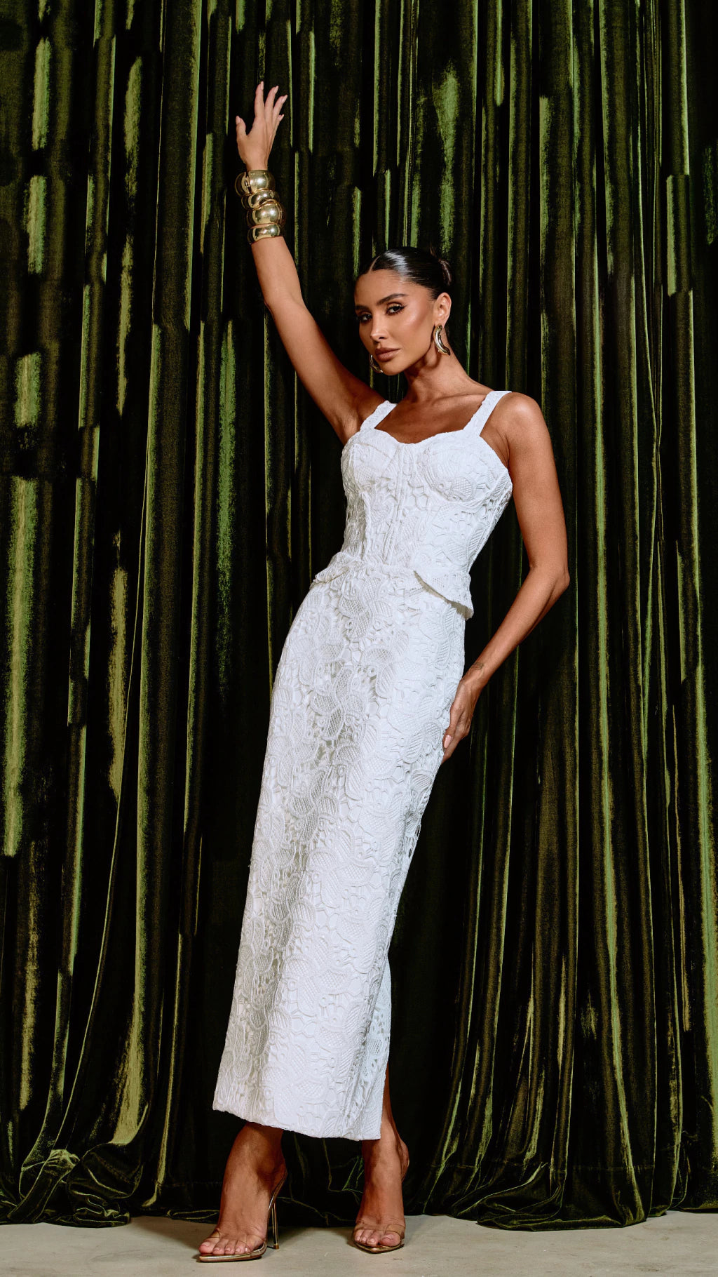 Midi Lace Peplum Dress