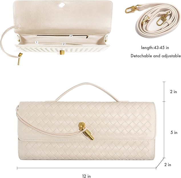 Woven Handle Clutch Evening Bag W Strap