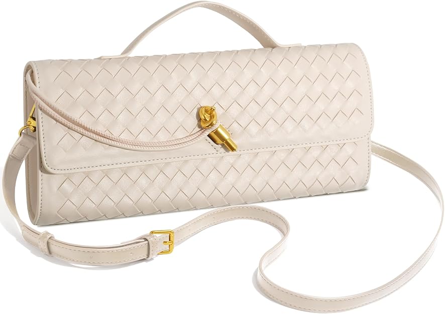 Woven Handle Clutch Evening Bag W Strap