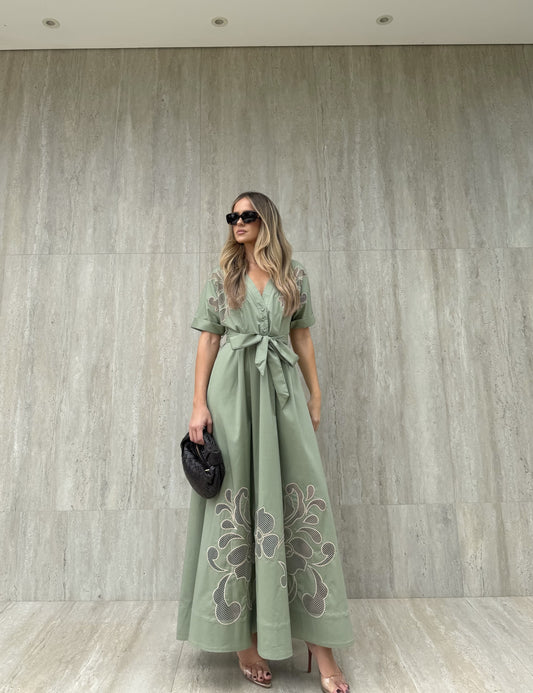 Carmen Embroidered Midi Dress