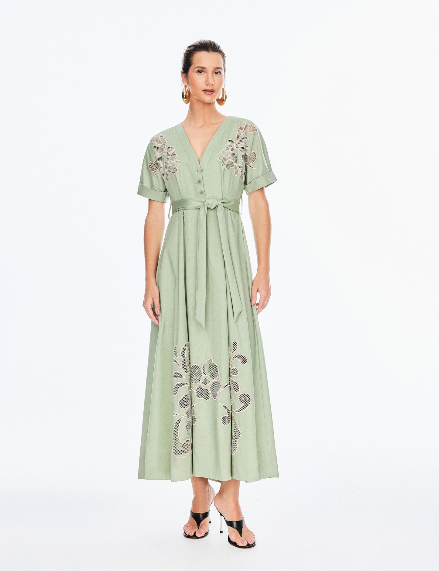 Carmen Embroidered Midi Dress