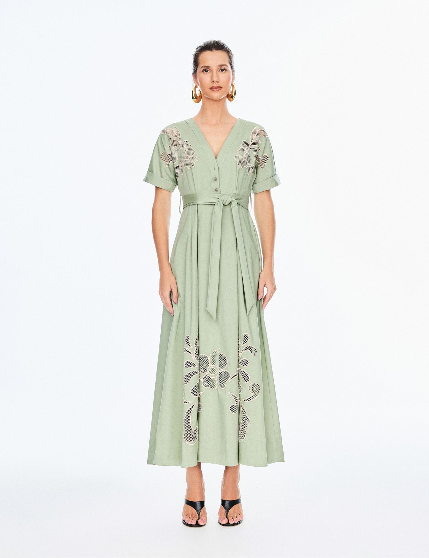 Carmen Embroidered Midi Dress