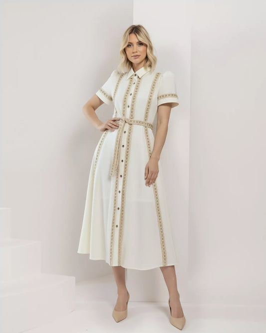 Lace and Macramé Midi Dress