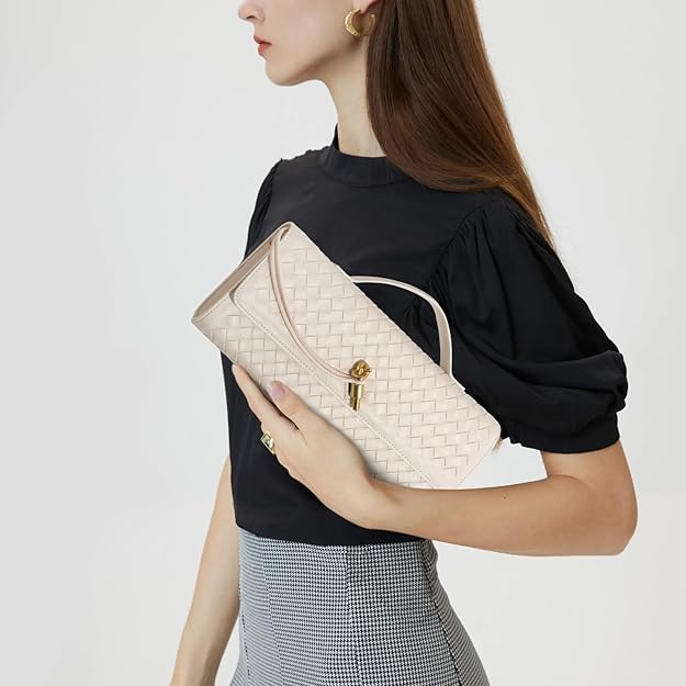 Woven Handle Clutch Evening Bag W Strap
