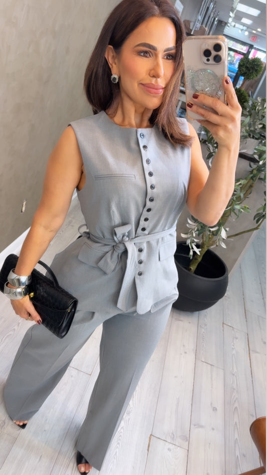 Multi Buttons Pant Set