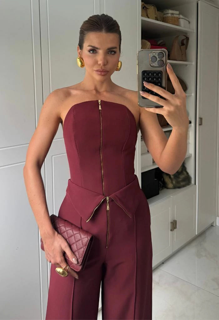 Strapless Structured Pants Set