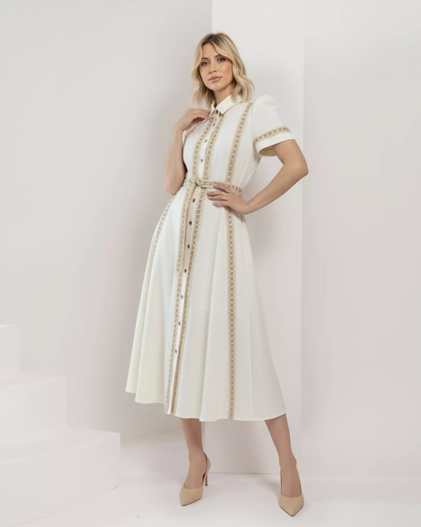 Lace and Macramé Midi Dress