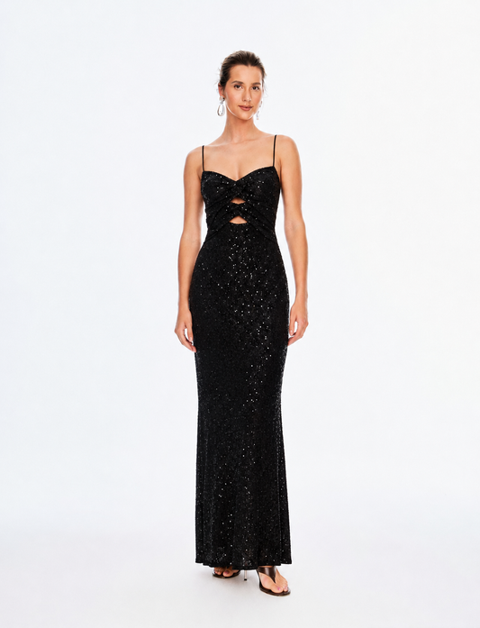 Sequins Open Bust Long Dress