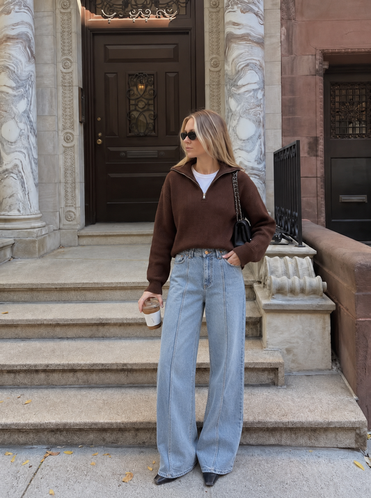 Seam Line Wide Leg Jeans