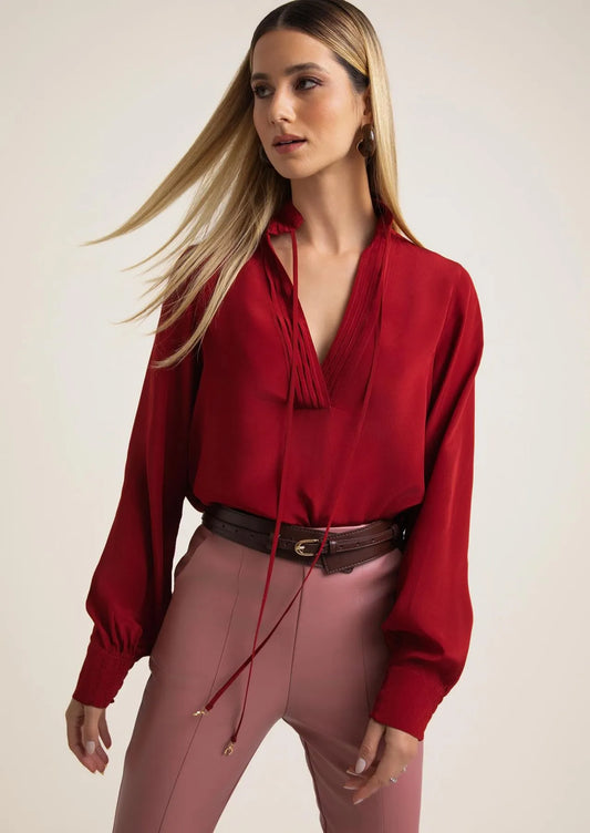 Giovana Viscose Crepe Puff Sleeve Blouse